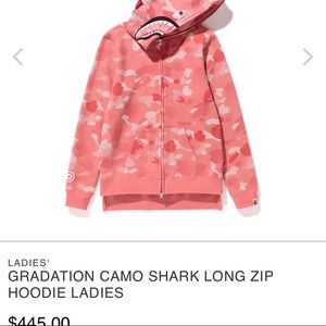 Bape gradiation camo shark long zip hoodie
